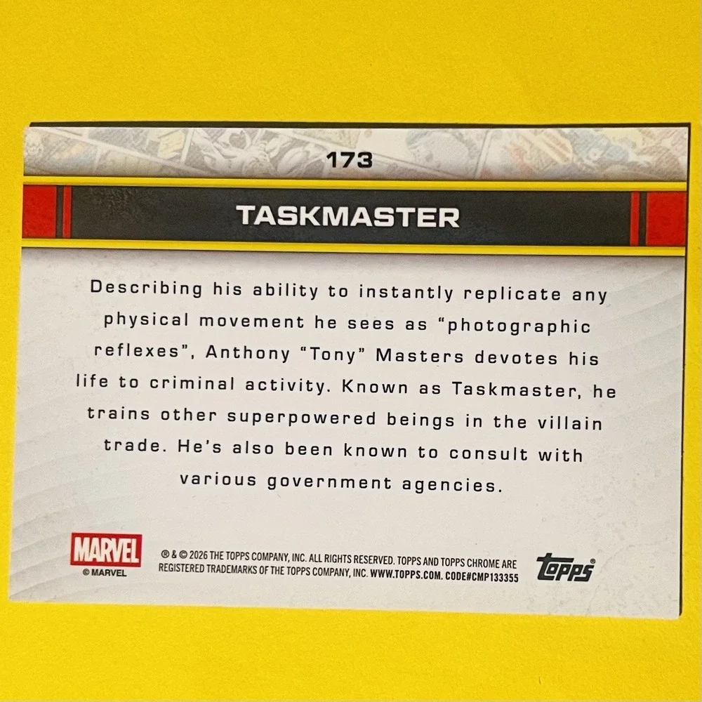 2026 Topps Chrome Marvel Taskmaster #173 Tony Masters Base Card